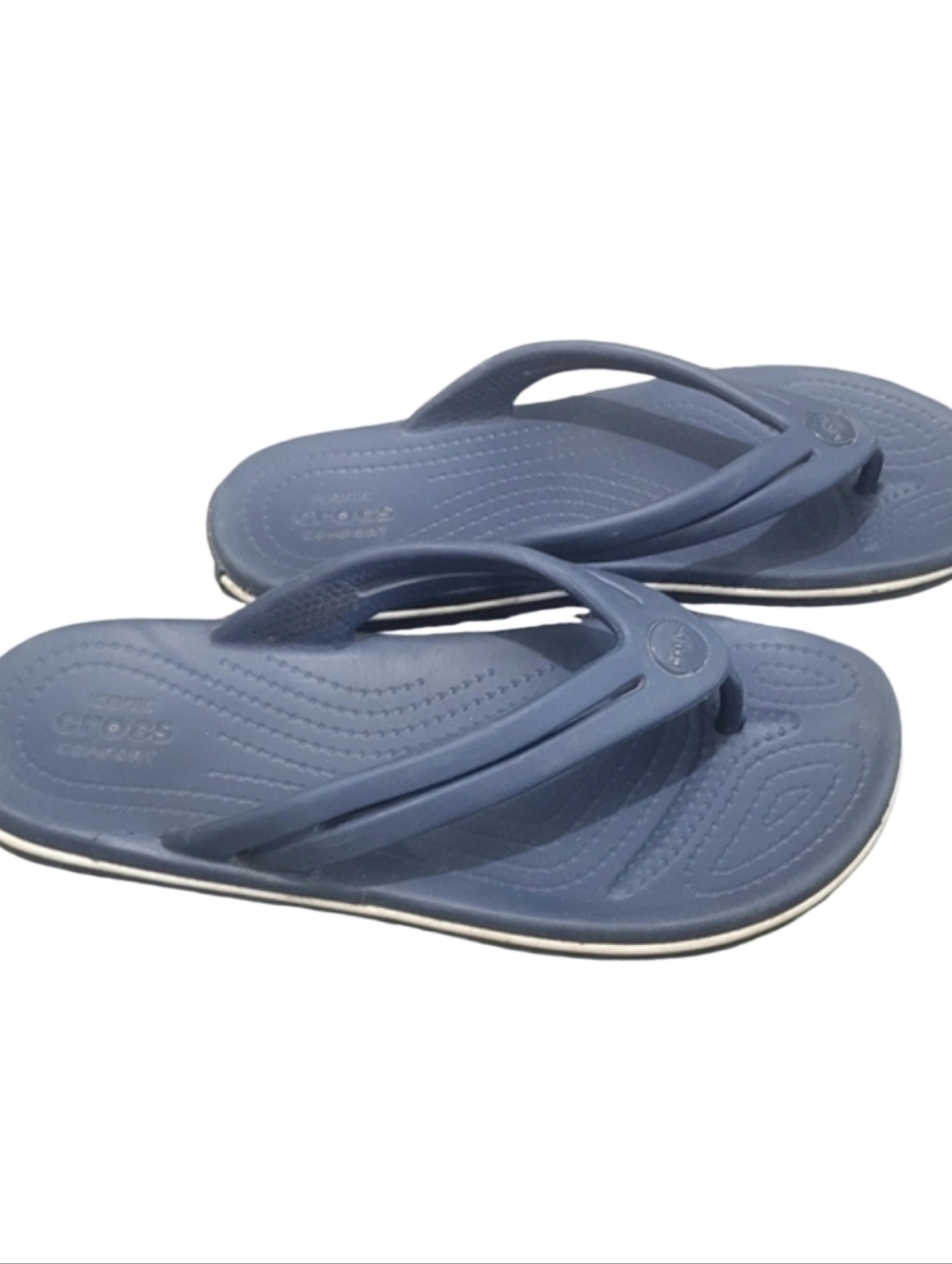 Croc Blue Summer Rubber Flipflops Sz 6